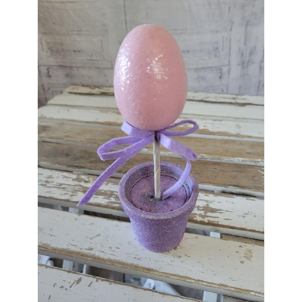 Egg basket Easter flower pot pink purple decor hom